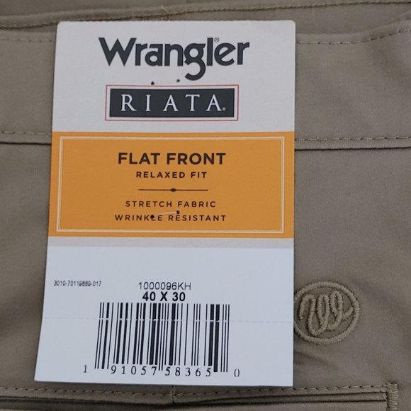 Wrangler Riata Flat Front Relaxed Fit Men's Casual Pants Size 40 x 30 - Picture 3 of 6